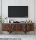 RayTrees Curved Panel TV Unit | Wood Finish