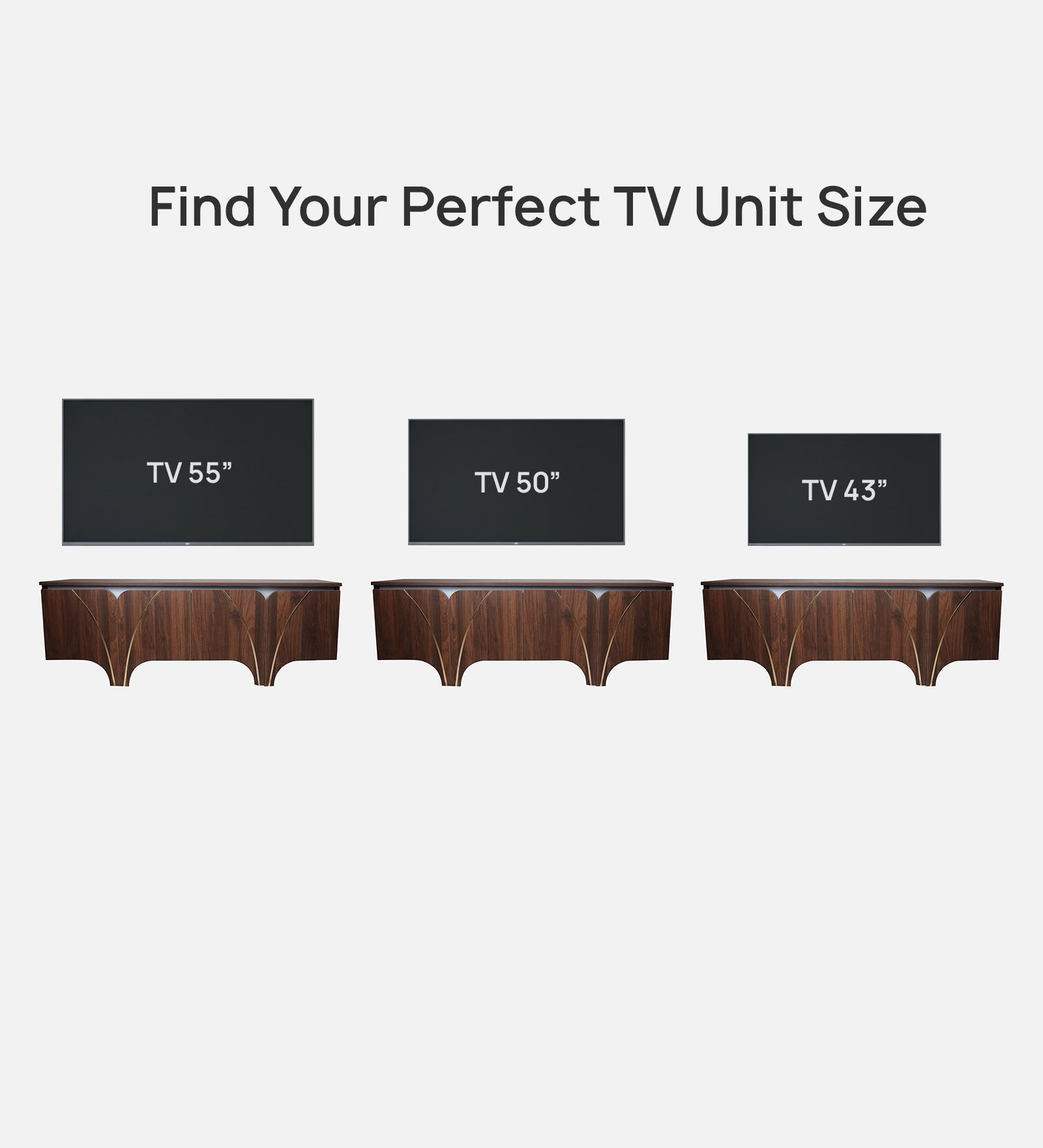 RayTrees Curved Panel TV Unit | Wood Finish