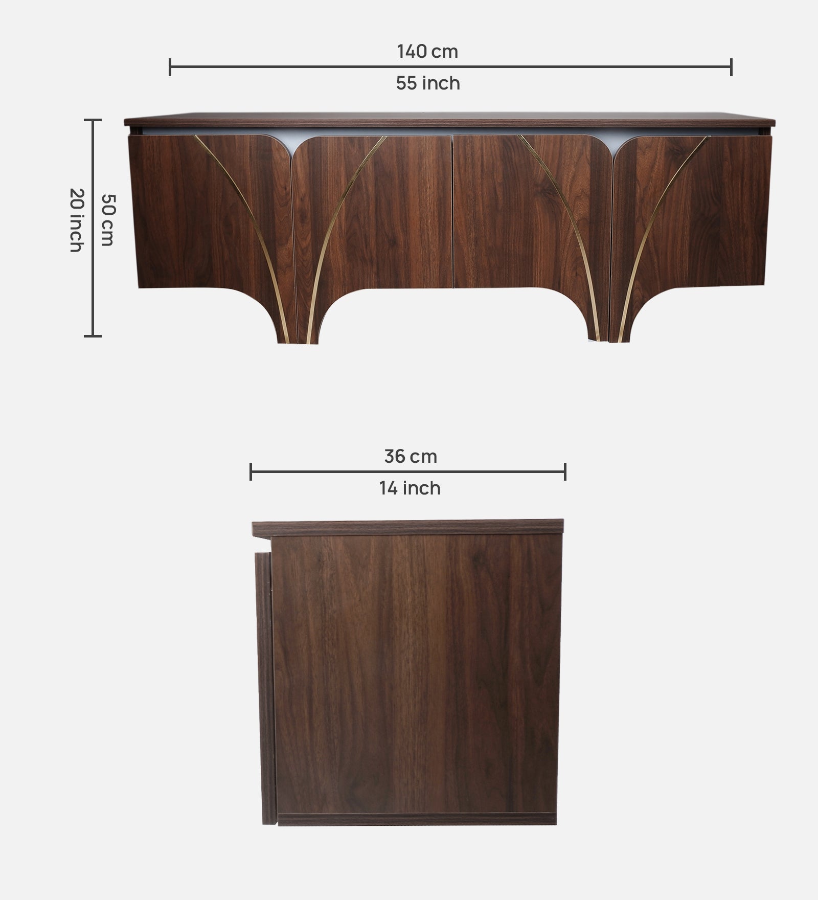 RayTrees Curved Panel TV Unit | Wood Finish