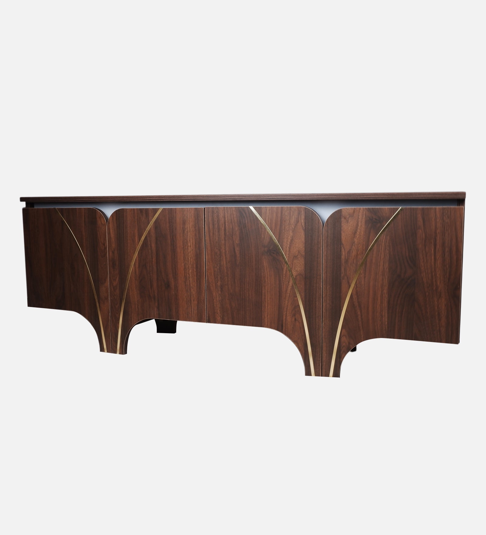 RayTrees Curved Panel TV Unit | Wood Finish