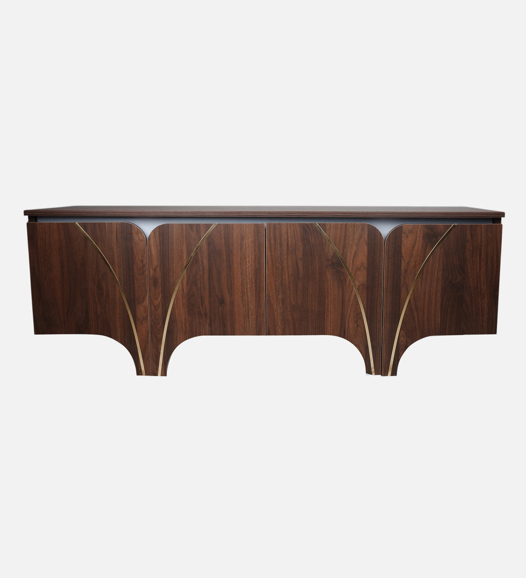 RayTrees Curved Panel TV Unit | Wood Finish