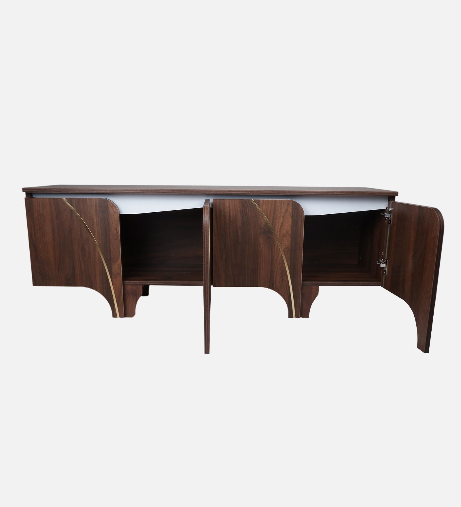 RayTrees Curved Panel TV Unit | Wood Finish