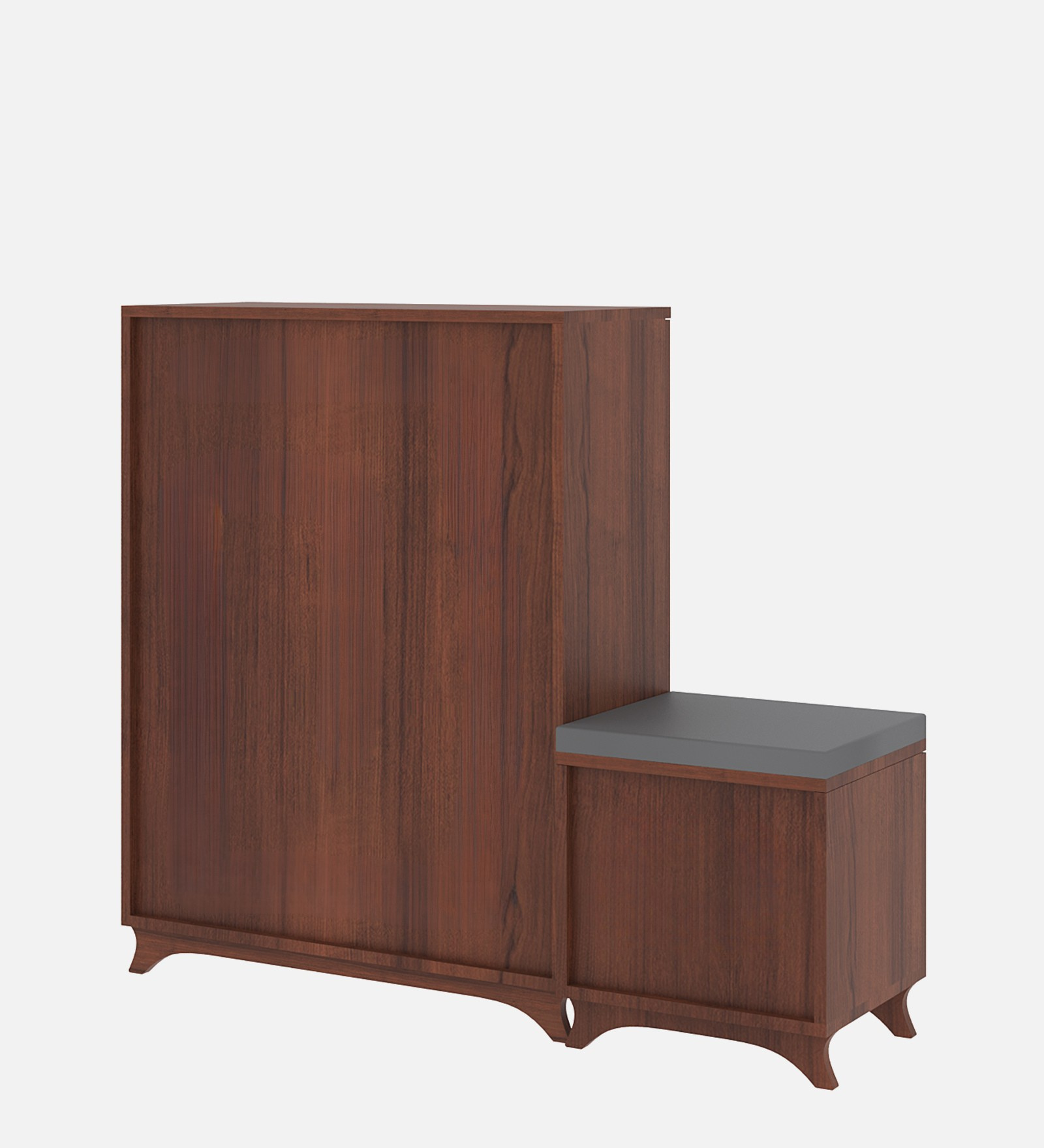 Oscar Shoe Rack with Seating - Walnut Finish - additional angle
