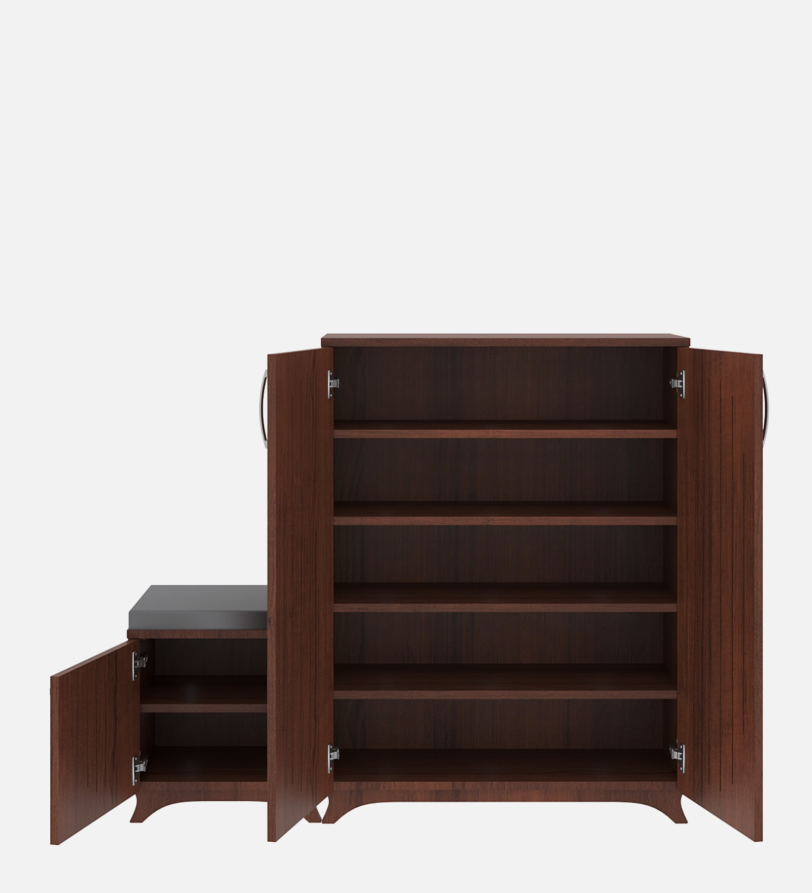 Oscar Shoe Rack with Seating - Walnut Finish - additional angle 2