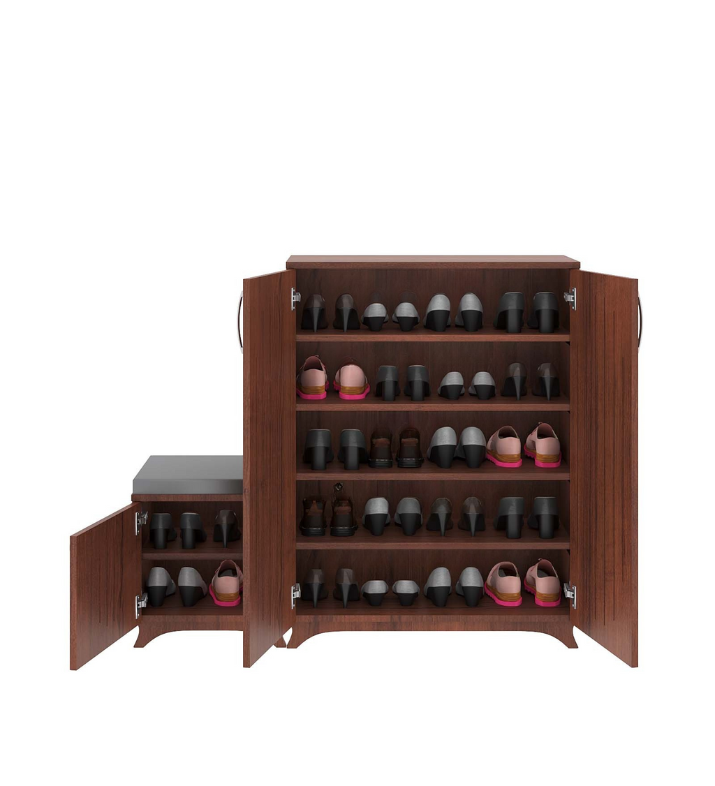 Oscar Shoe Rack with Seating - Walnut Finish - additional angle 3
