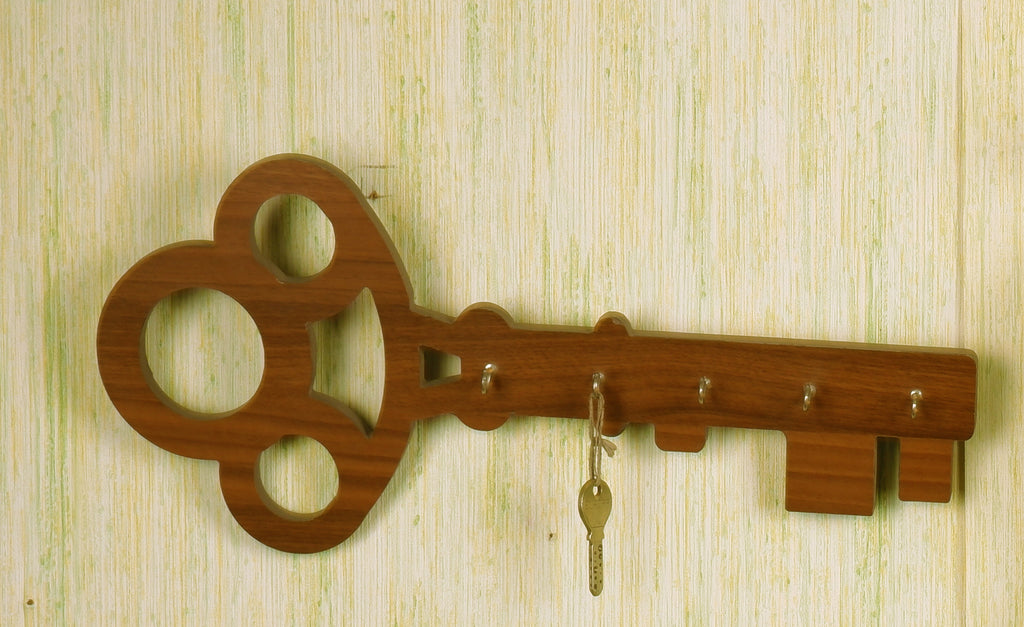 Wooden Key Holder - Walnut Finish, Doubles as Table - additional angle