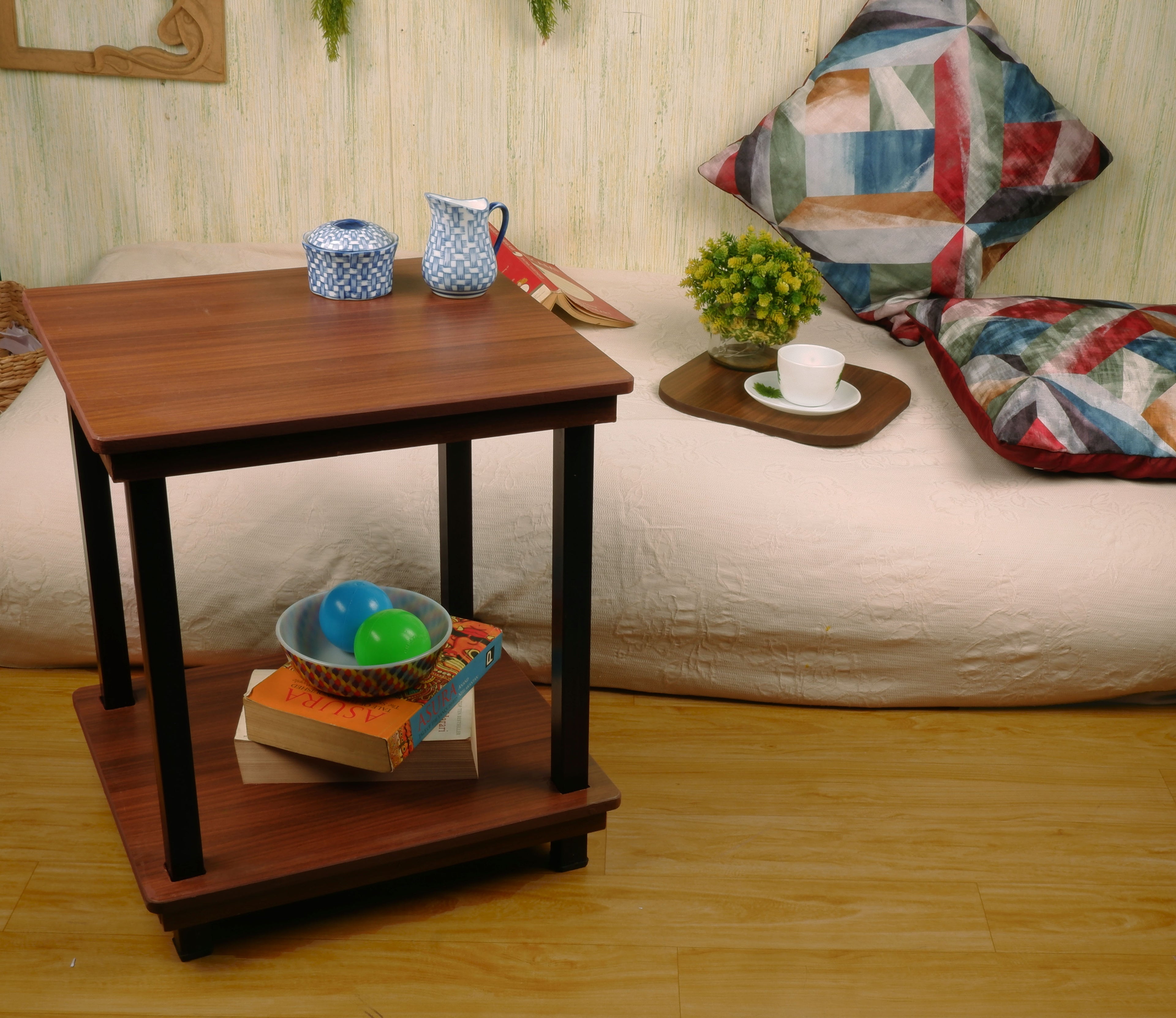 Valeria End Table - Walnut Finish Side Table - additional angle 5