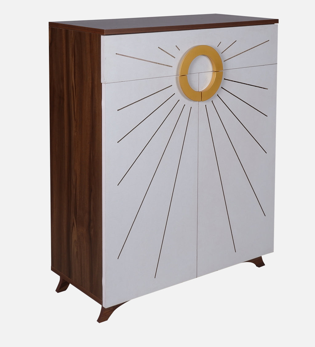 Aster 16-Pairs 2 Door Shoe Cabinet with Drawer | White Finish