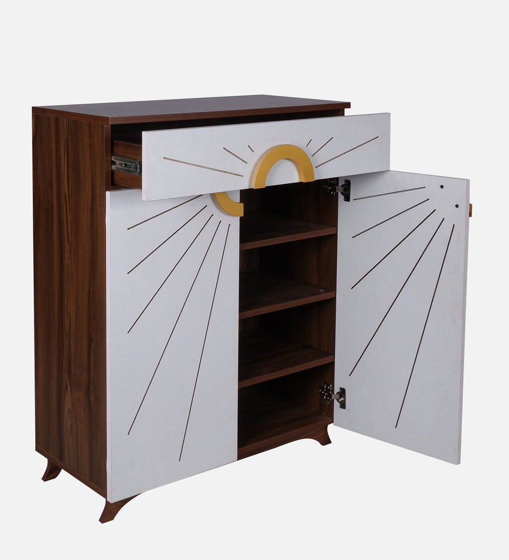Aster 16-Pairs 2 Door Shoe Cabinet with Drawer | White Finish