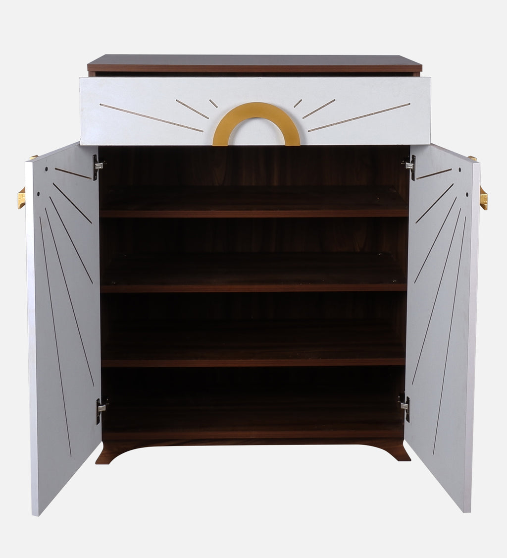 Aster 16-Pairs 2 Door Shoe Cabinet with Drawer | White Finish