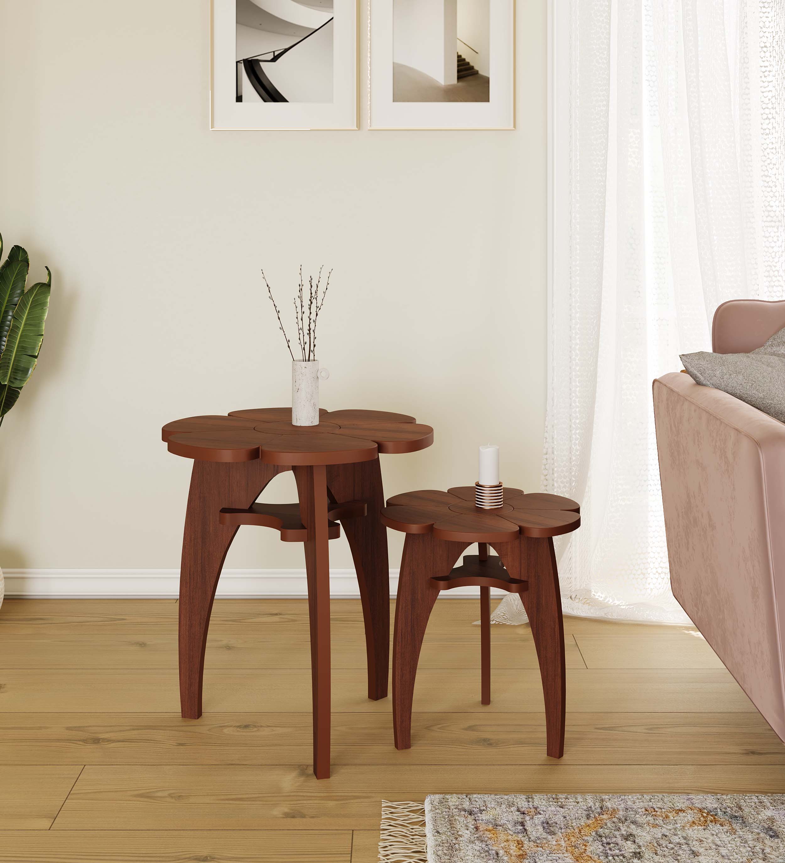 Kosmo End Table - Walnut Finish Compact Side Table - additional angle