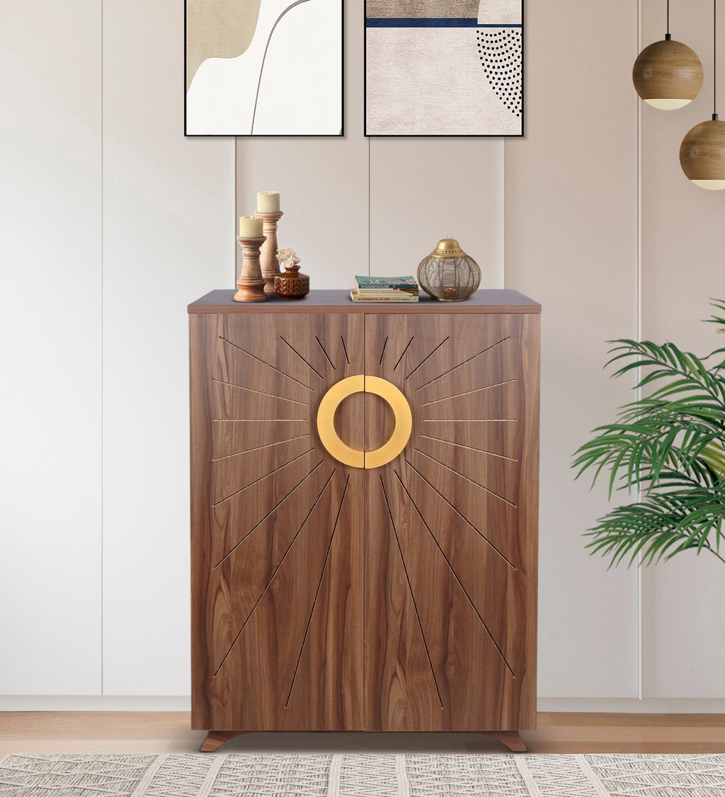 Aurora 20-Pairs Tilt-Out Shoe Cabinet | Walnut Finish