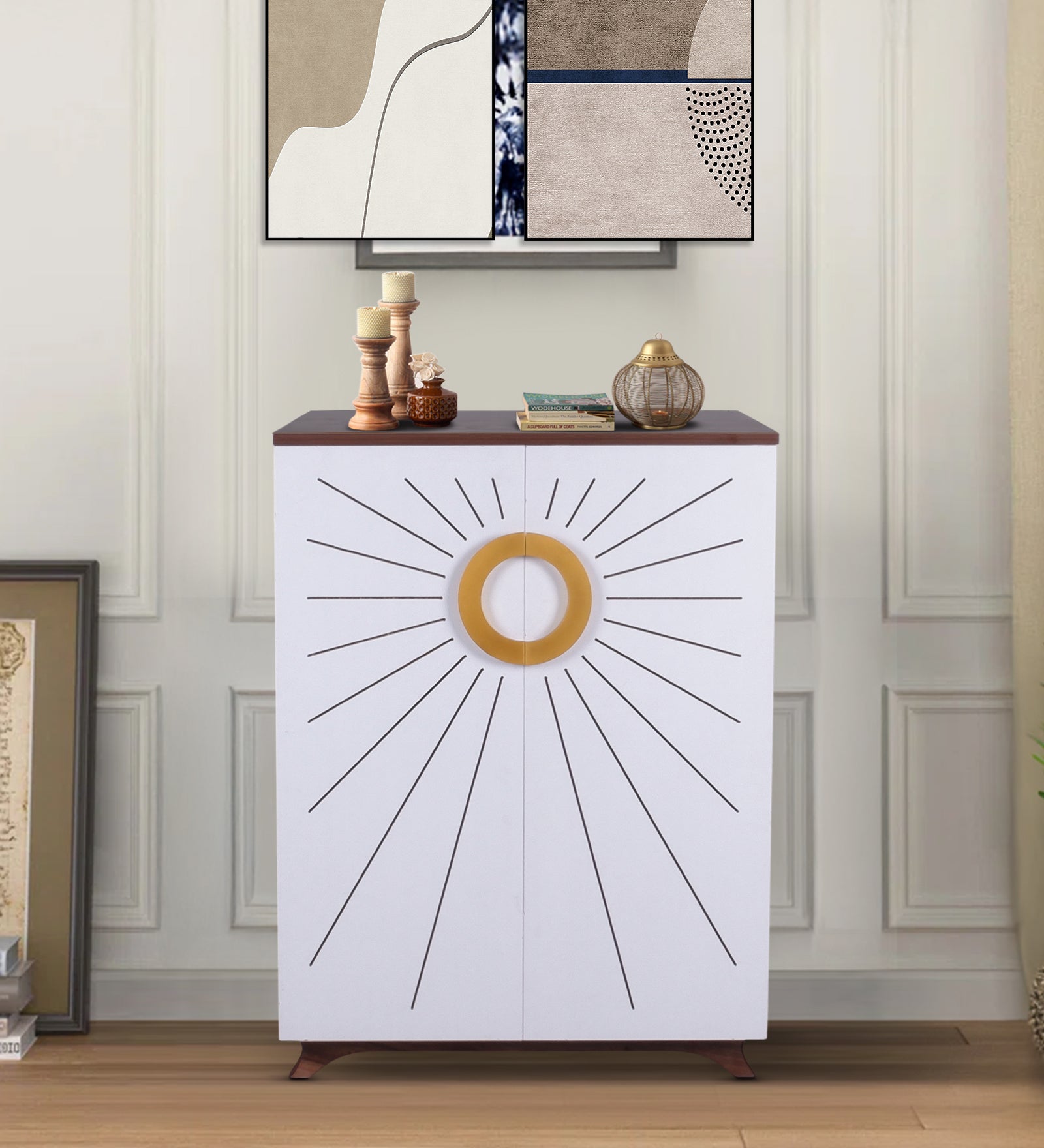 Aurora 20-Pairs Tilt-Out Shoe Cabinet | White Finish