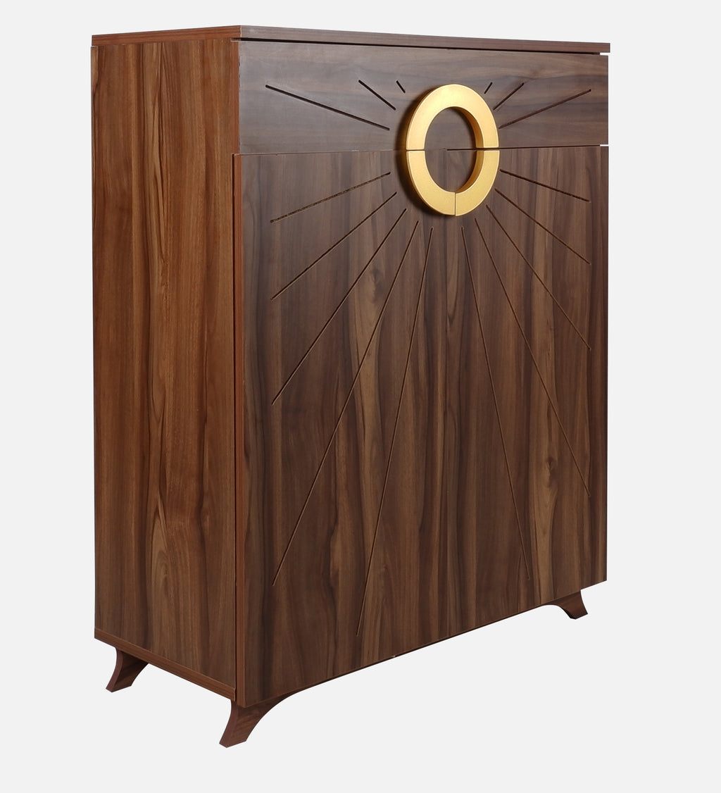 Aster 16-Pairs 2 Door Shoe Cabinet with Drawer - Walnut Finish - additional angle 8