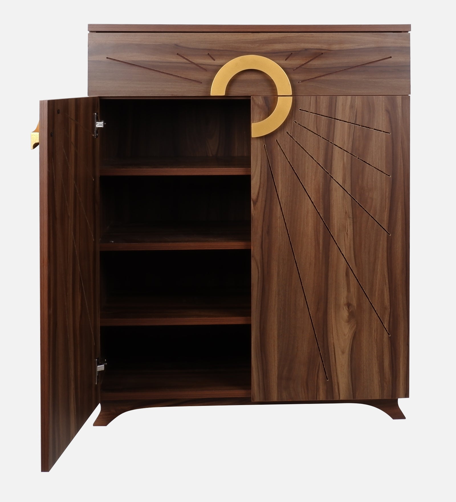 Aster 16-Pairs 2 Door Shoe Cabinet with Drawer | Walnut Finish
