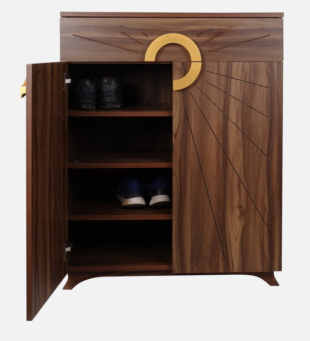 Aster 16-Pairs 2 Door Shoe Cabinet with Drawer | Walnut Finish