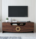 RayTrees Golden Handle TV Unit | Wood Finish
