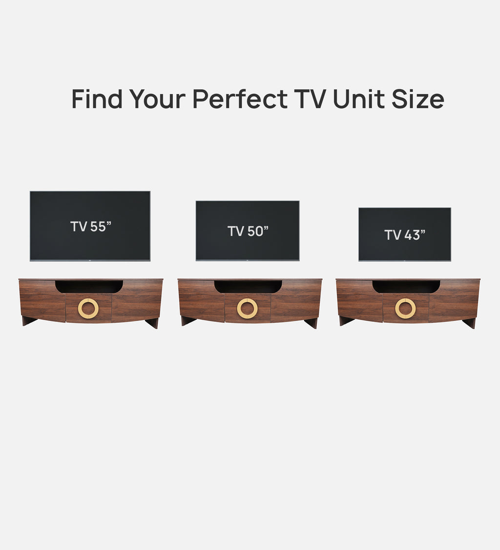 RayTrees Golden Handle TV Unit | Wood Finish