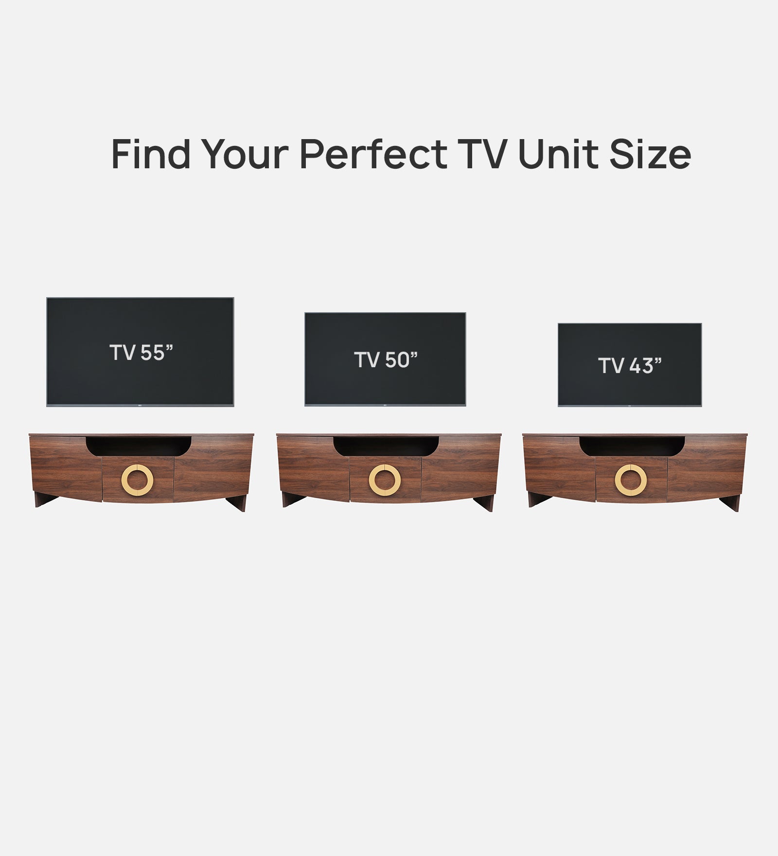 RayTrees Golden Handle TV Unit | Wood Finish