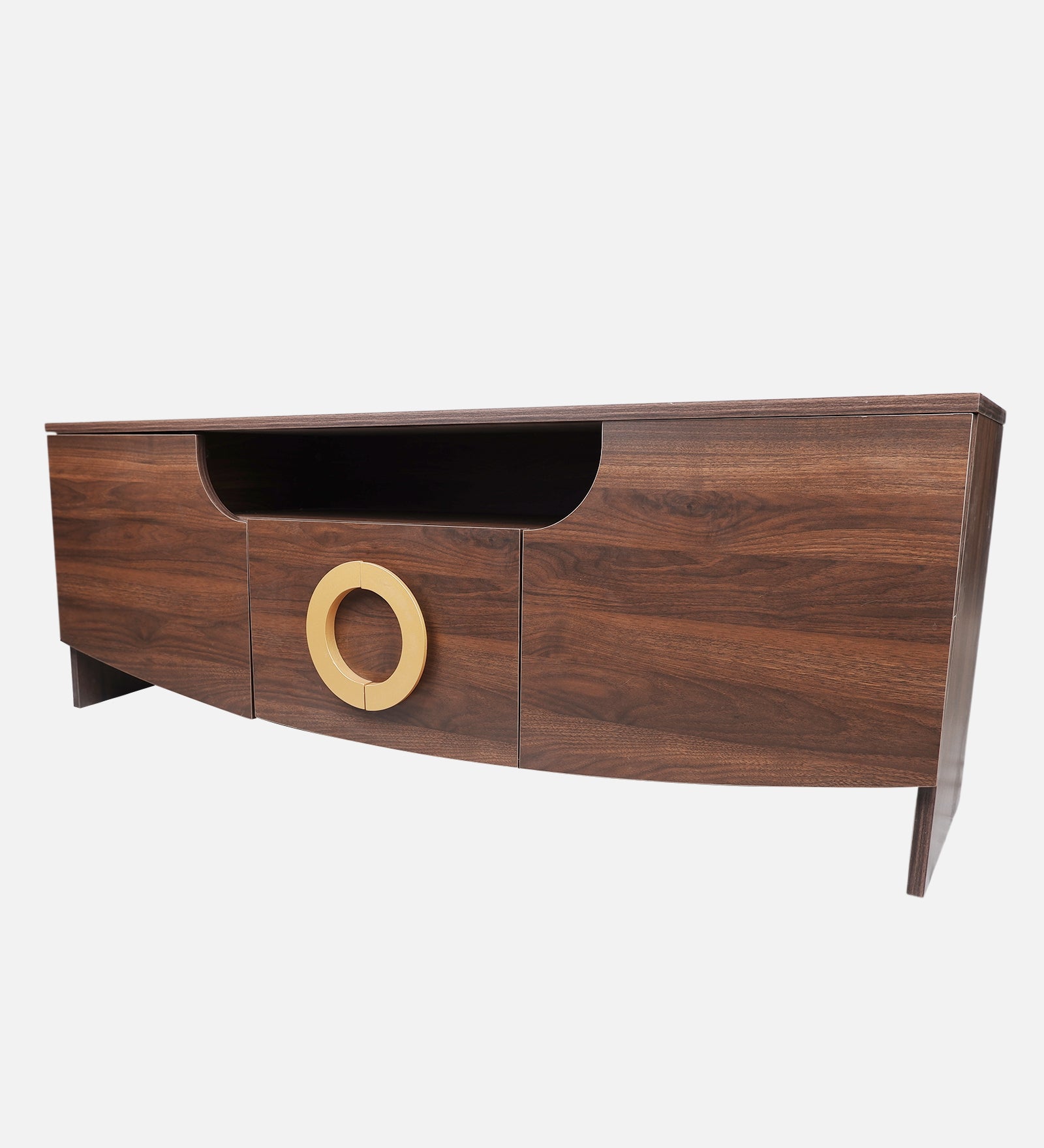 RayTrees Golden Handle TV Unit | Wood Finish