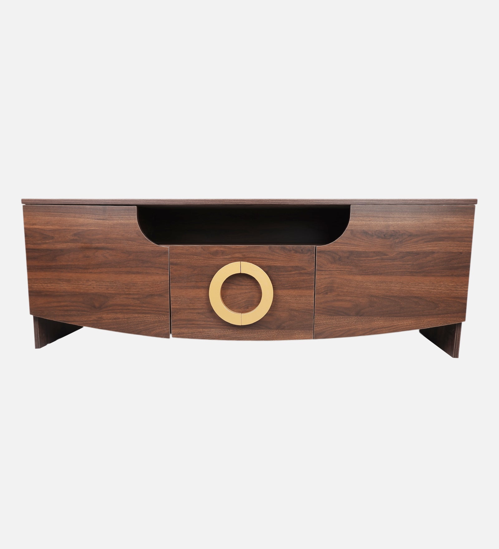 RayTrees Golden Handle TV Unit | Wood Finish