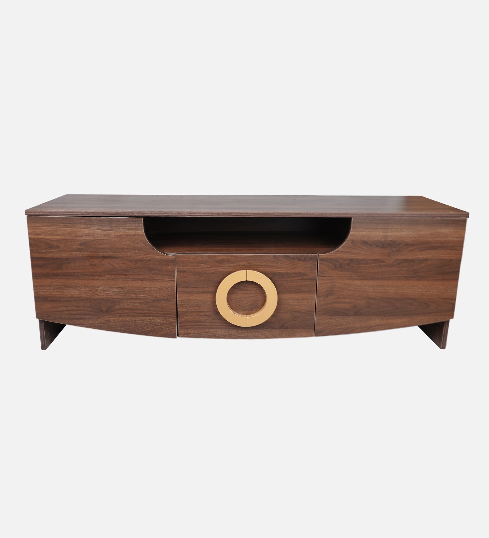 RayTrees Golden Handle TV Unit | Wood Finish