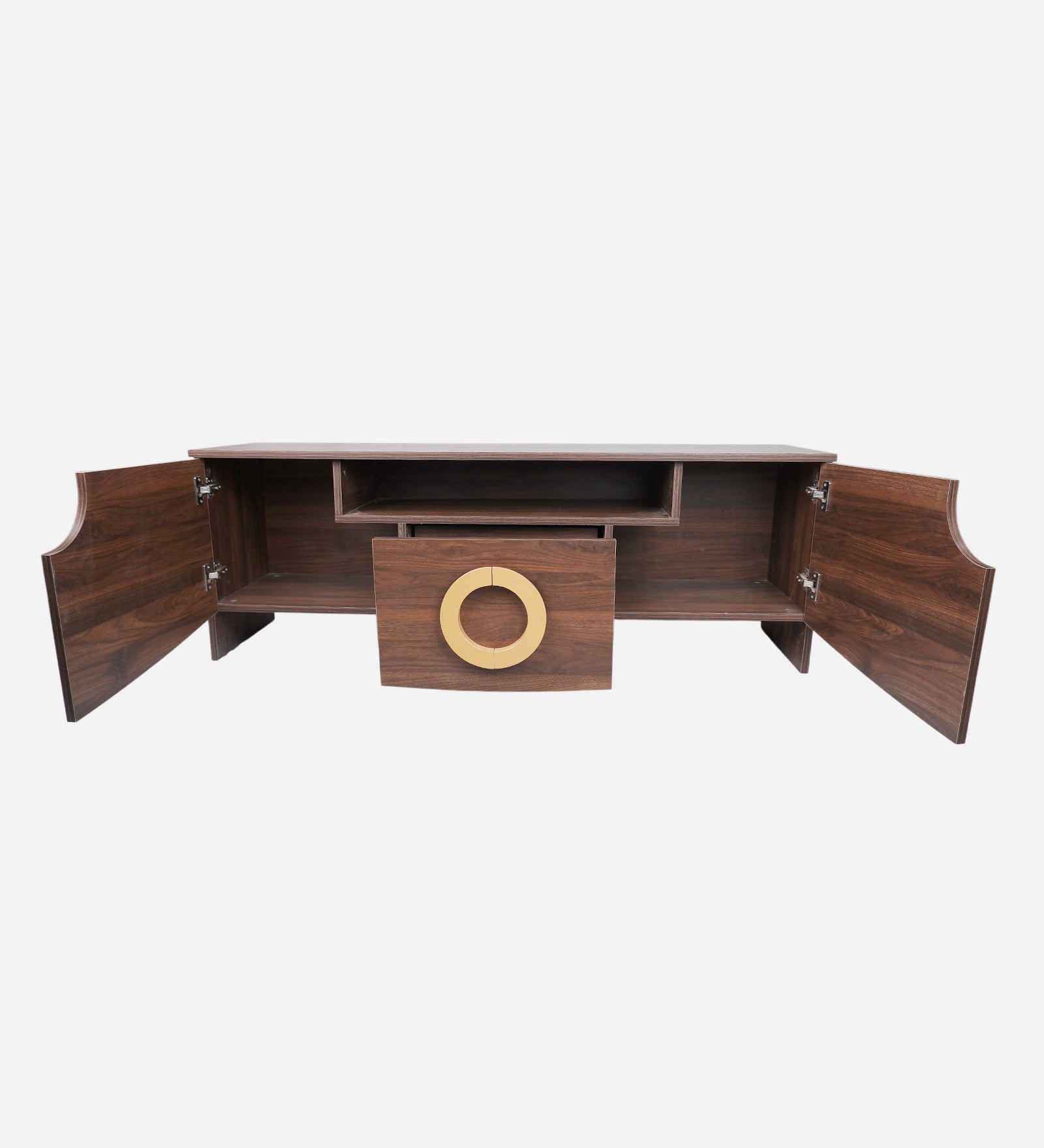RayTrees Golden Handle TV Unit | Wood Finish