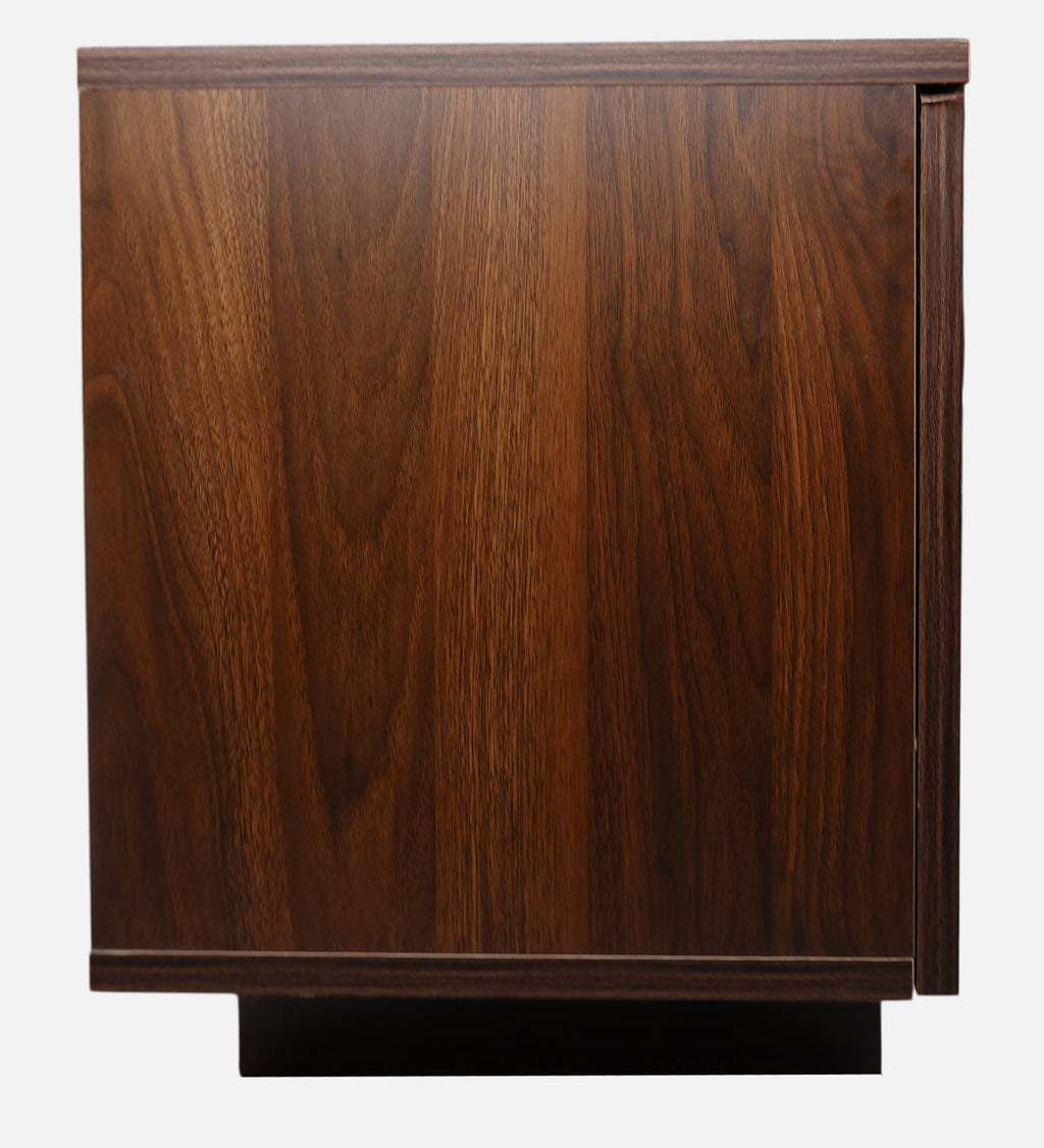 RayTrees Hexagonal Golden Strip TV Unit | Walnut Finish