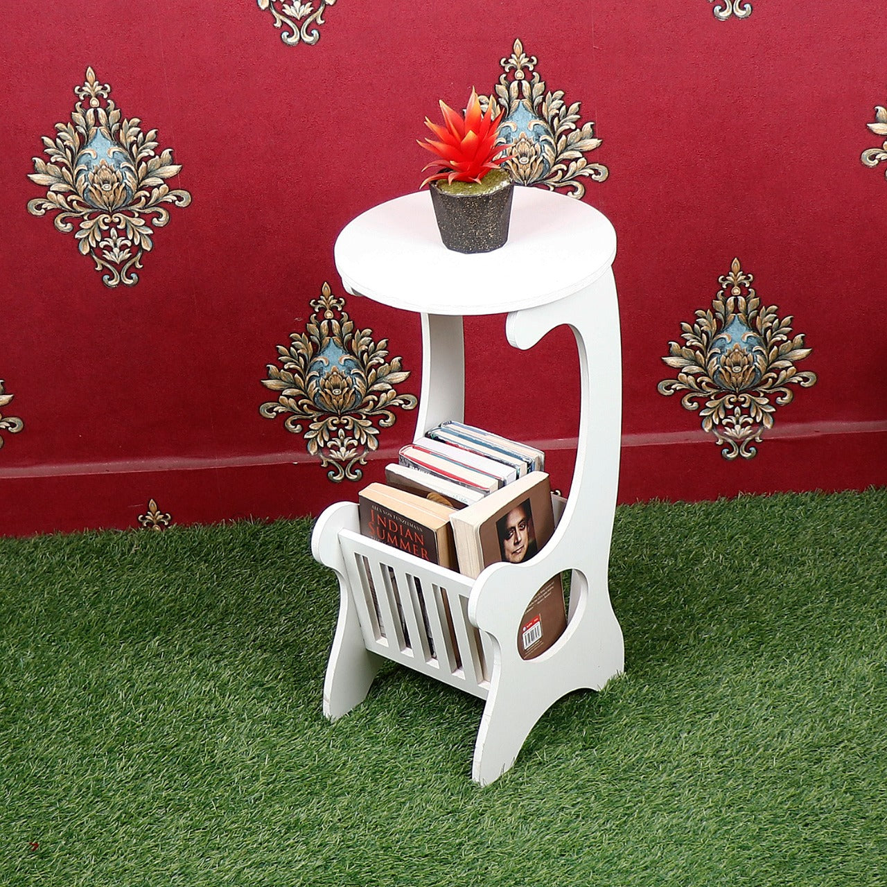 RayTrees Amalia Wooden End Table In  White Color