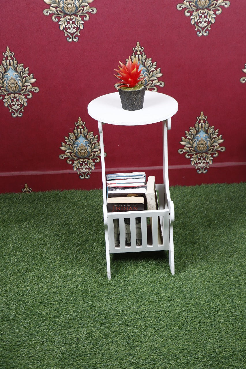 RayTrees Amalia Wooden End Table In  White Color