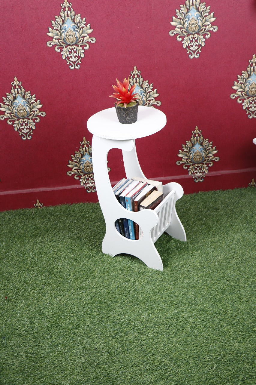 RayTrees Amalia Wooden End Table In  White Color