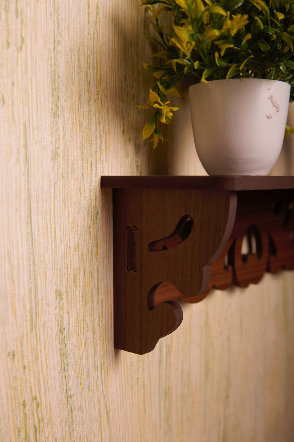 3-Shelf Wall Decor Shelf - Brown Finish - additional angle 3