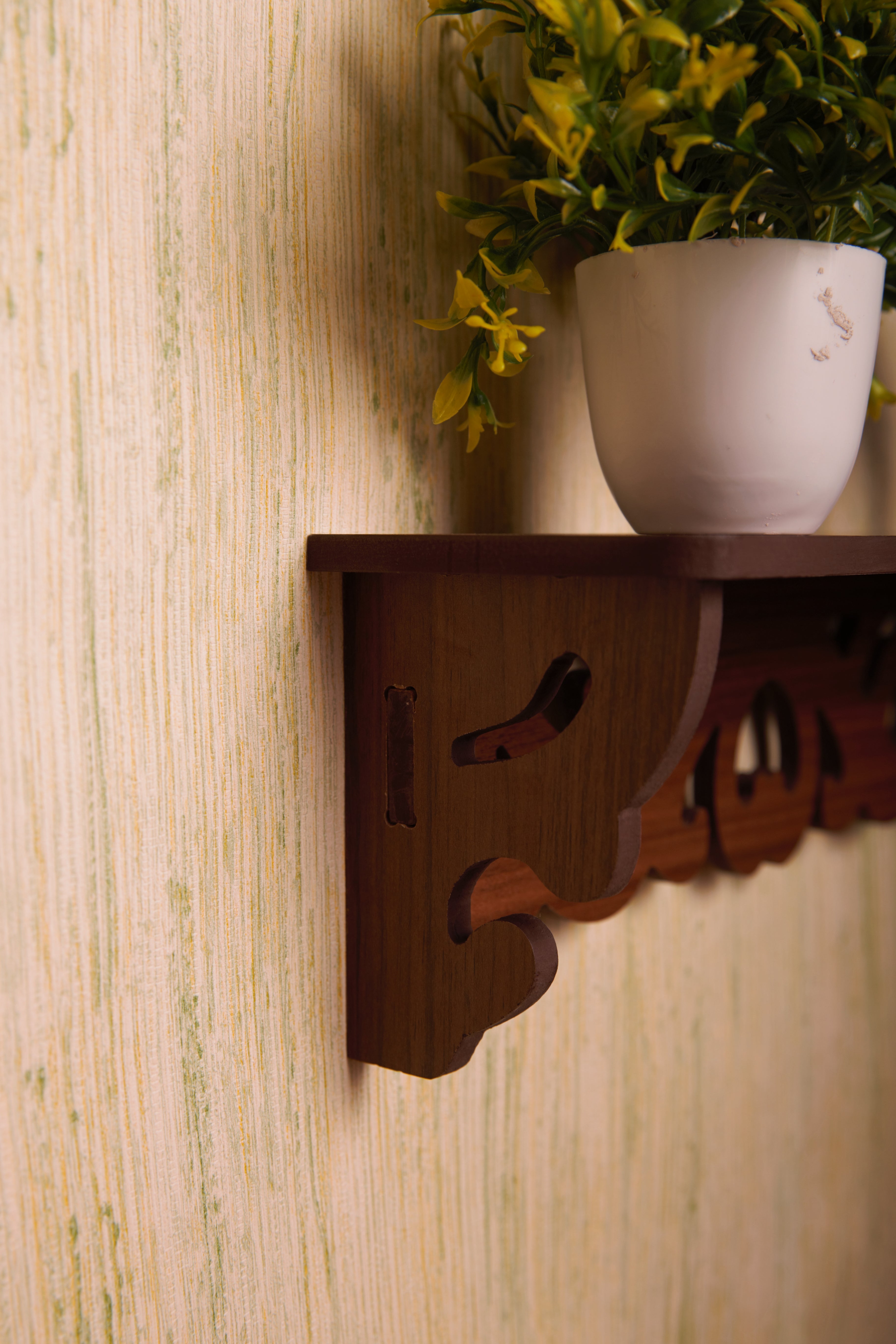 3-Shelf Wall Decor Shelf - Brown Finish - additional angle 3