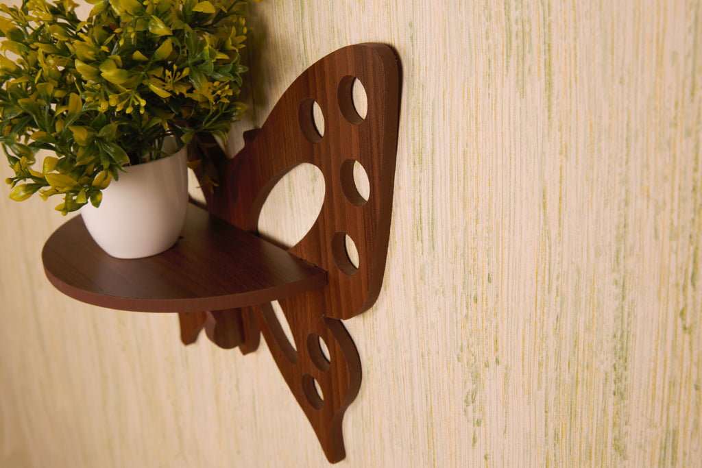 Butterfly Wall Shelf Set of Two - Walnut Finish - additional angle 2