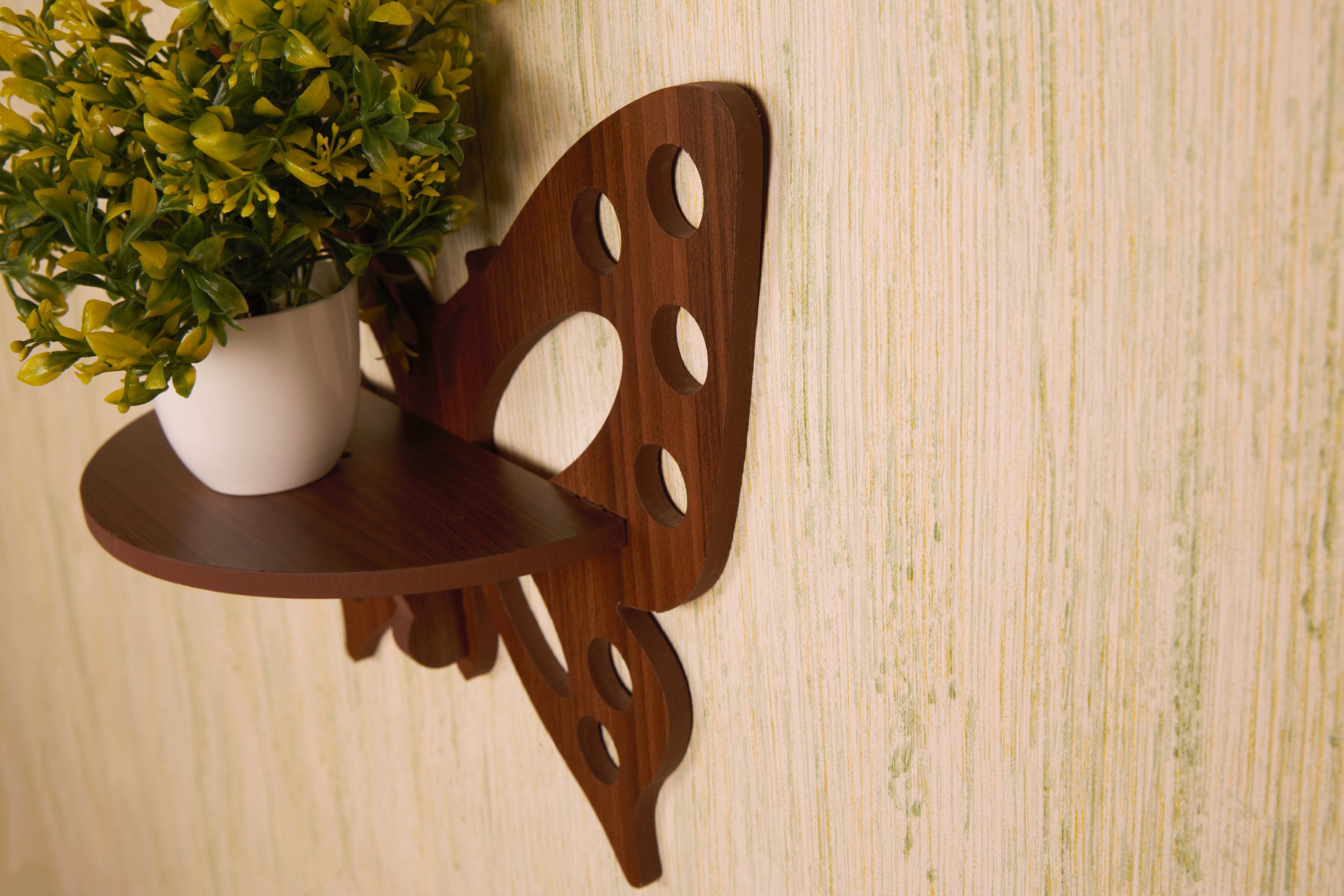 Butterfly Wall Shelf Set of Two - Walnut Finish - additional angle 2