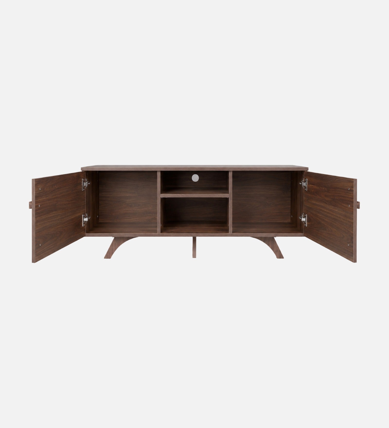 RayTrees Curved Strip Handle TV Unit | Walnut Finish