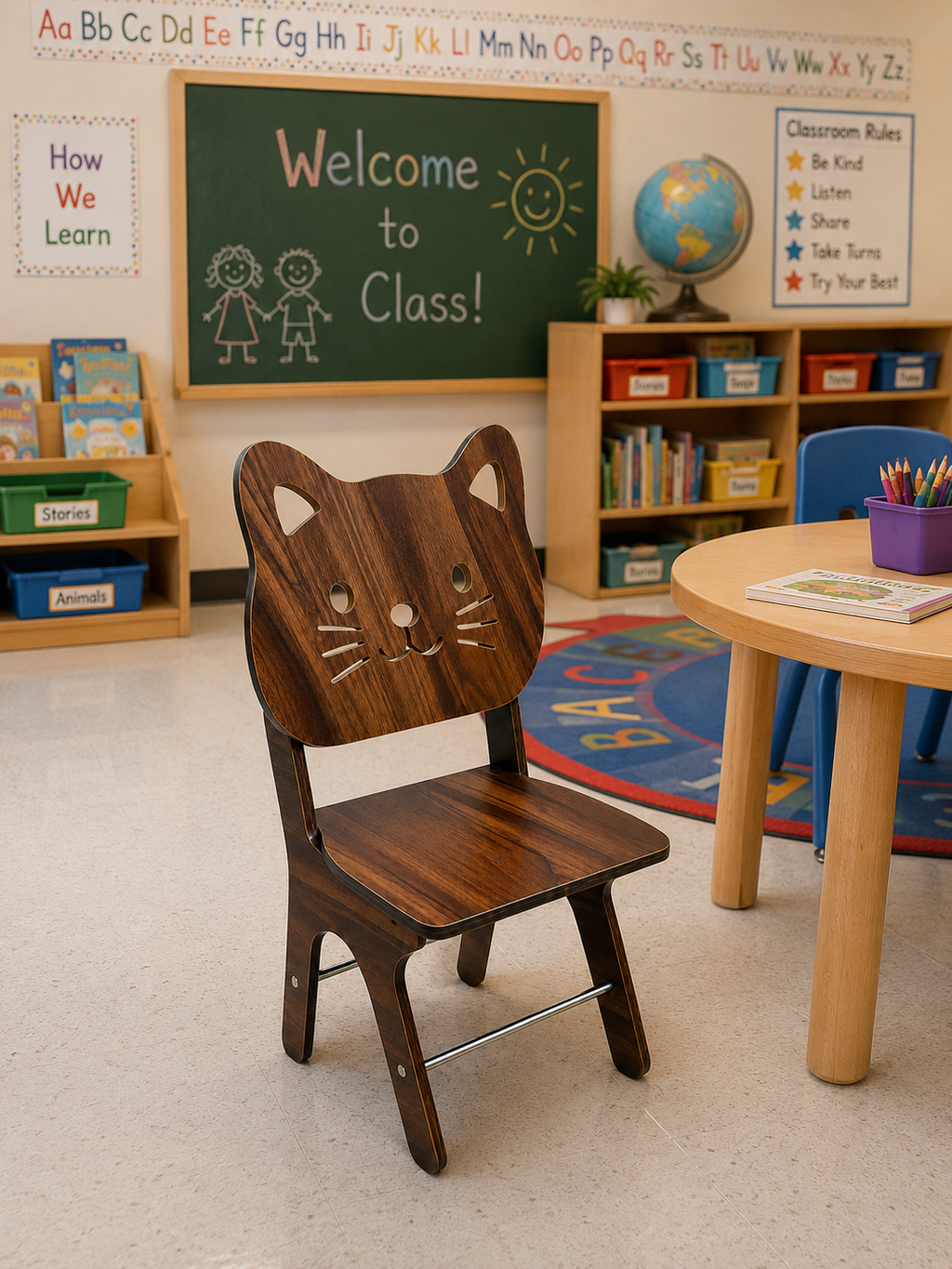 Kids Wooden Chair - Yellow, Ages Up to 6 Years - in-use lifestyle shot 2