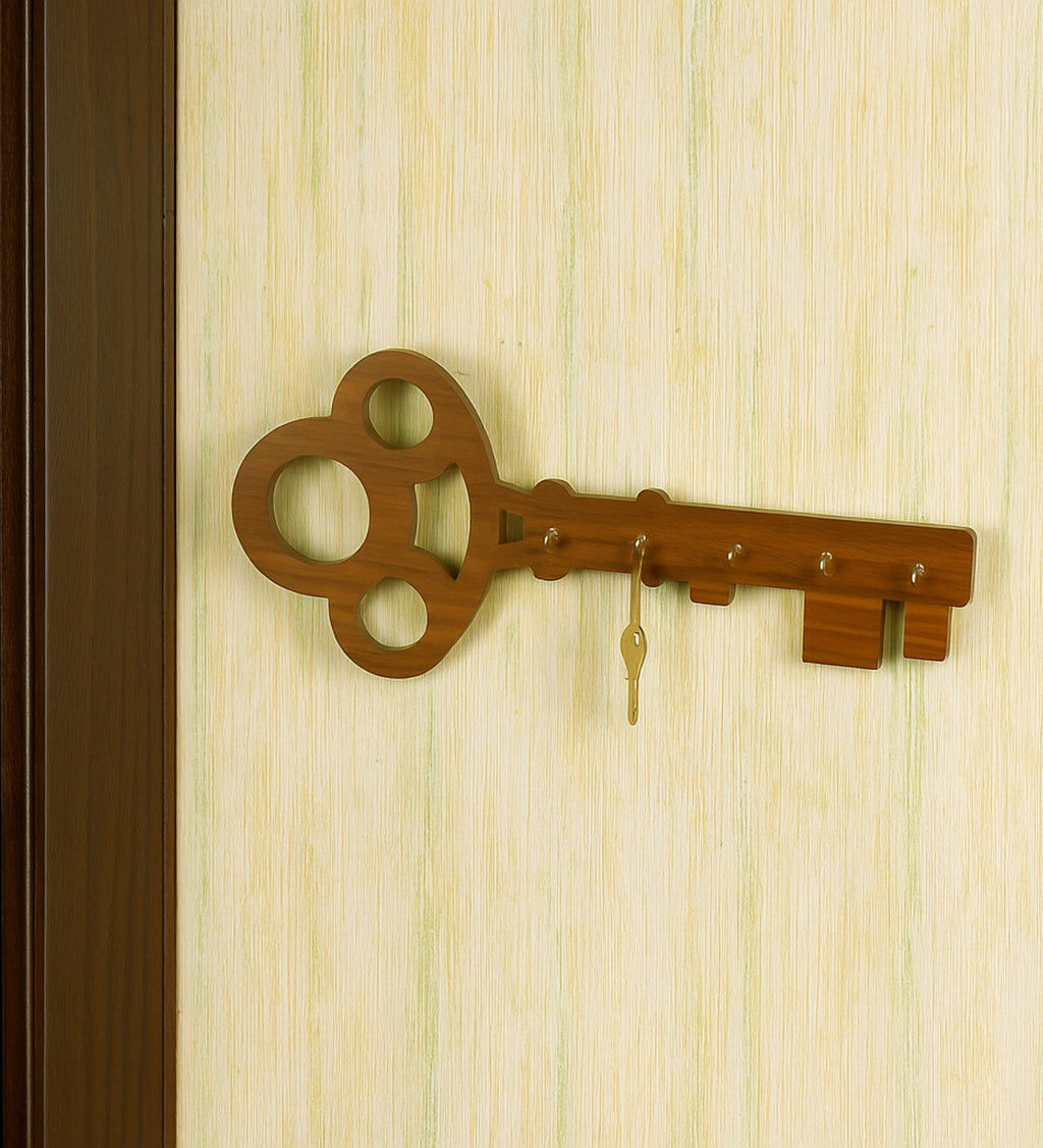 Wooden Key Holder - Walnut Finish, Doubles as Table