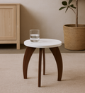 RayTrees Four Leg Round Table/Stool | White Finish