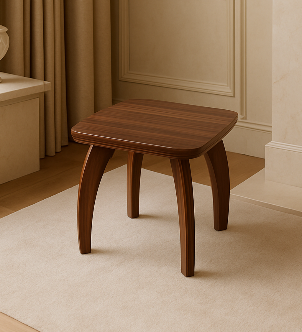 RayTrees Four Leg Square Table/Stool | Walnut Finish
