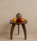 RayTrees Hexa Table | Walnut Finish Stool &amp; Side Table