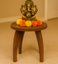 RayTrees Four Leg Round Table/Stool | Walnut Finish