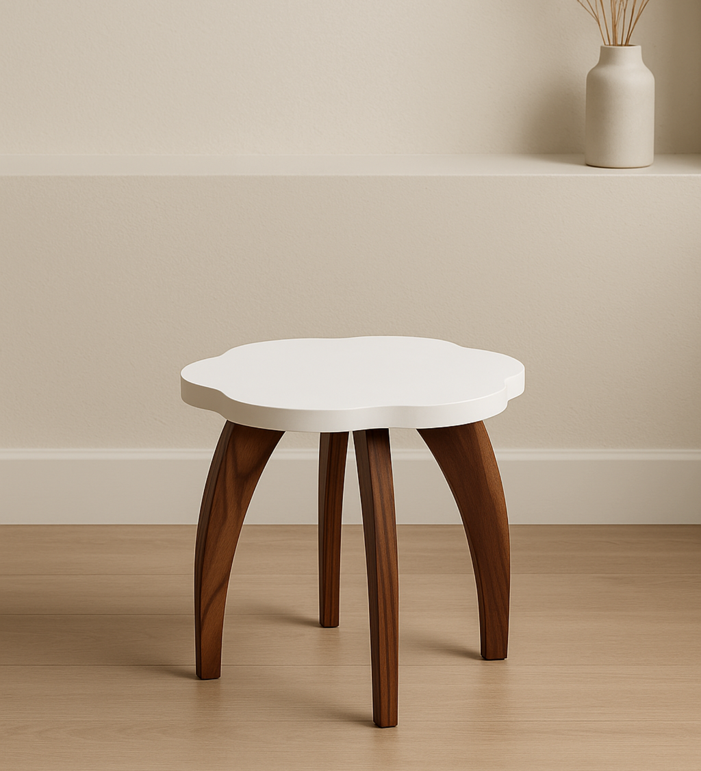 RayTrees Four Leg Wave Table/Stool | White Finish