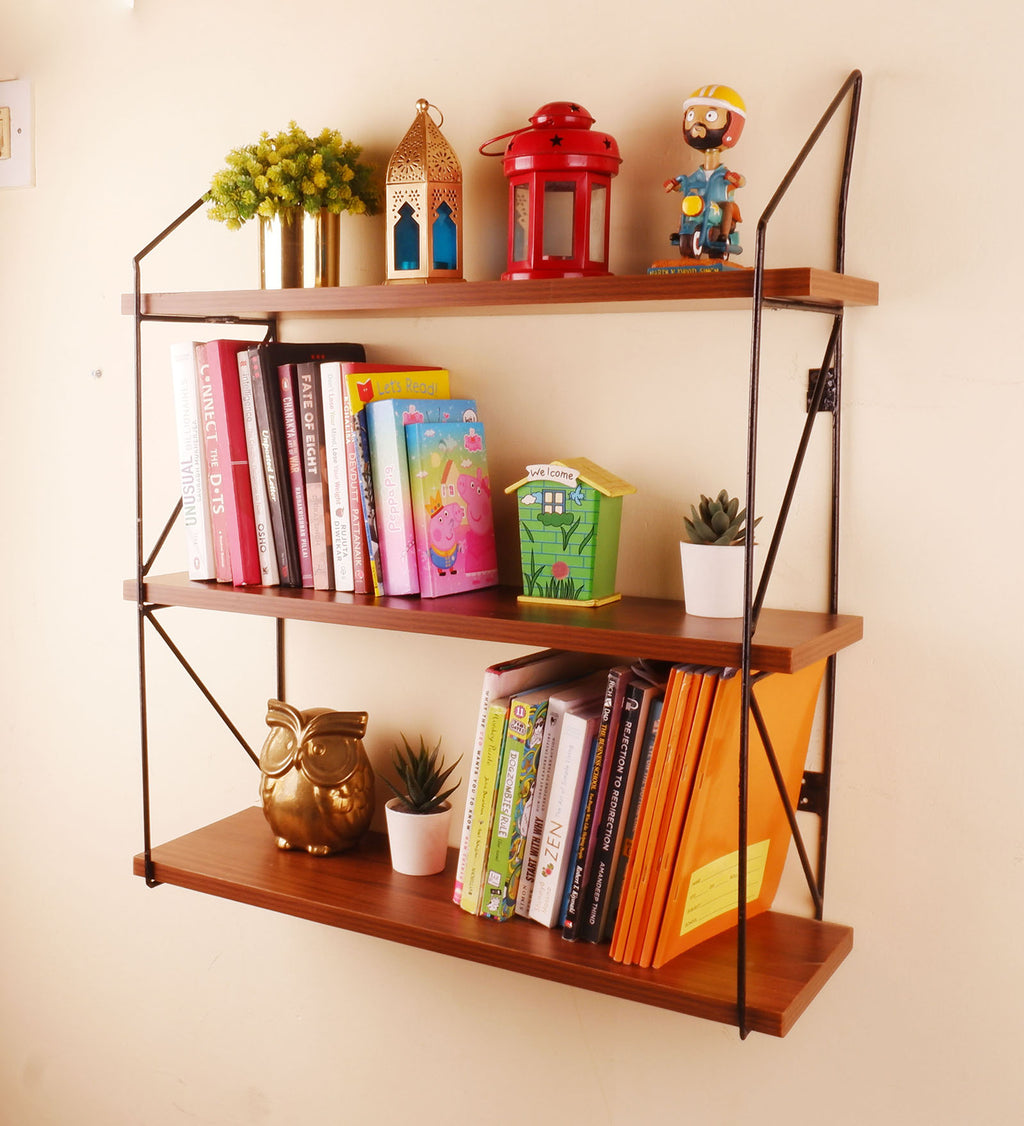 Metal Frame Bookshelf - Industrial-Style Wood & Metal - lifestyle room setting