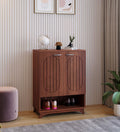 Metro Shoe Rack with Open Shelf - Walnut Finish