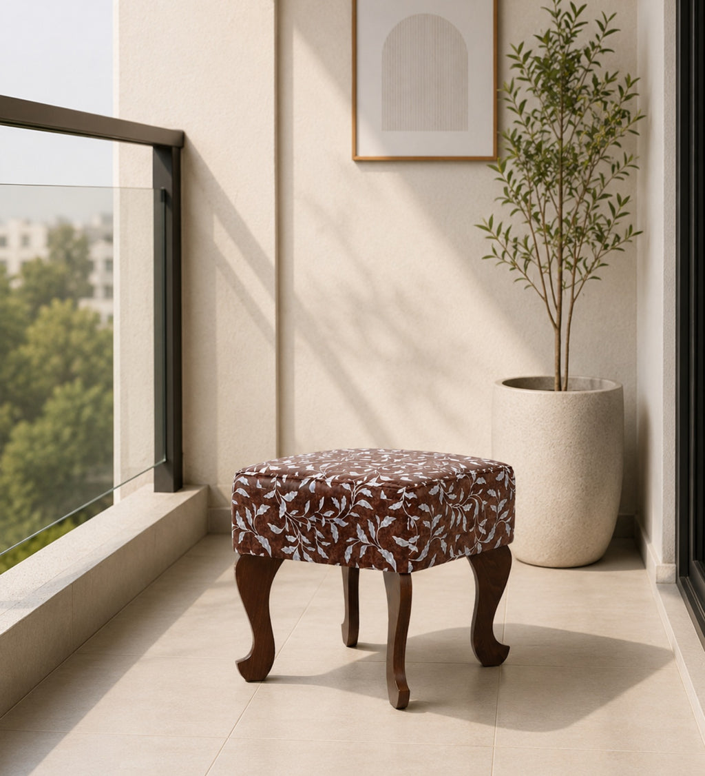 RayTrees Butterfly-Shaped Ottoman | Walnut Finish with Shelves