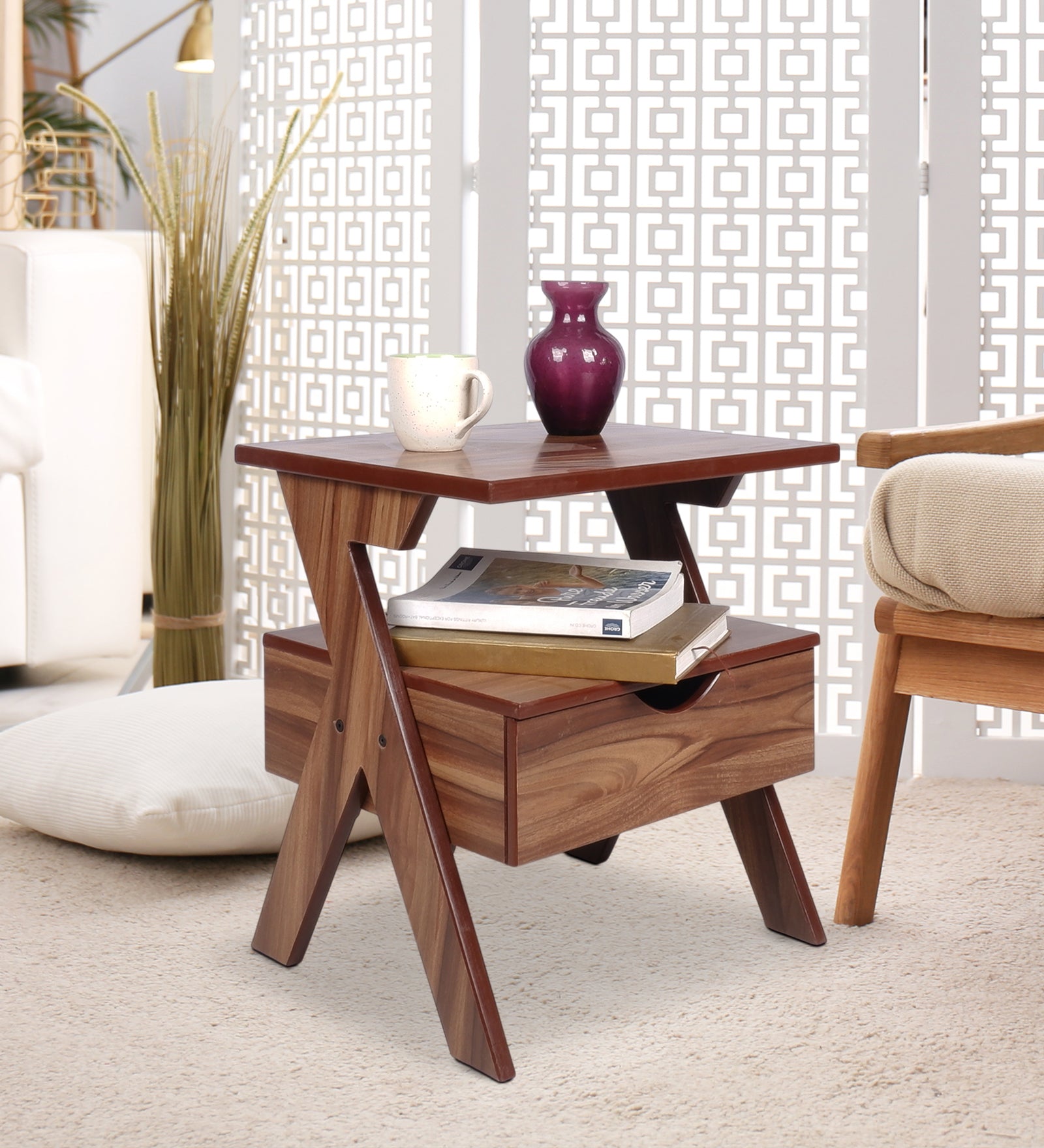 Bedside Table - Asian Walnut Finish Nightstand