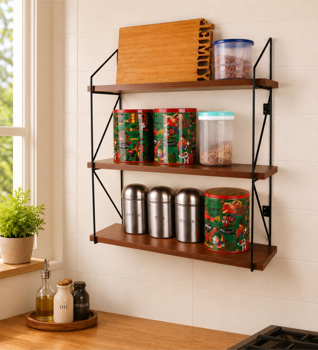 Metal Frame Bookshelf - Industrial-Style Wood & Metal - additional angle
