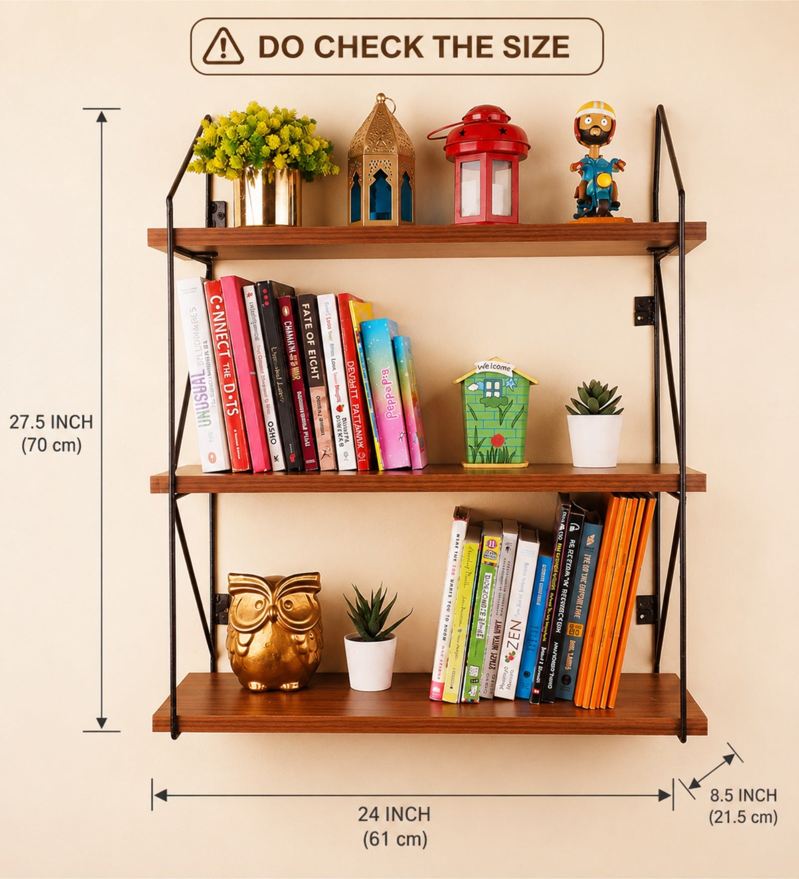 Metal Frame Bookshelf - Industrial-Style Wood & Metal - additional angle 2