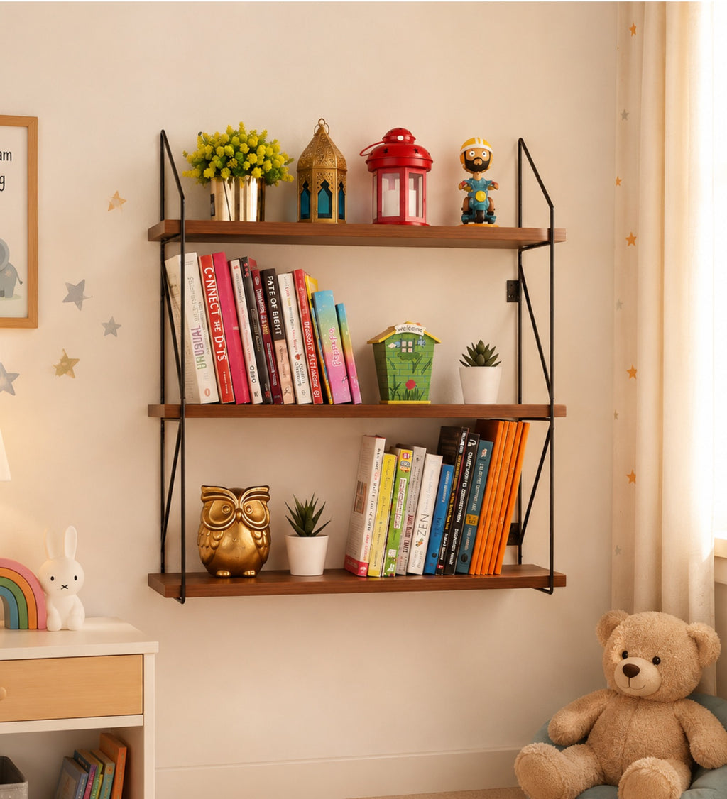 Metal Frame Bookshelf - Industrial-Style Wood & Metal - additional angle 3